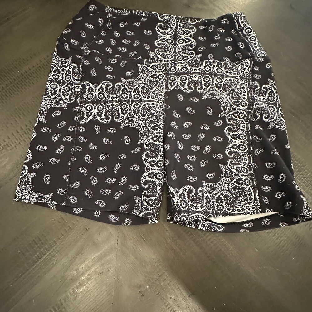 Year of Ours Black and White Paisley Shorts